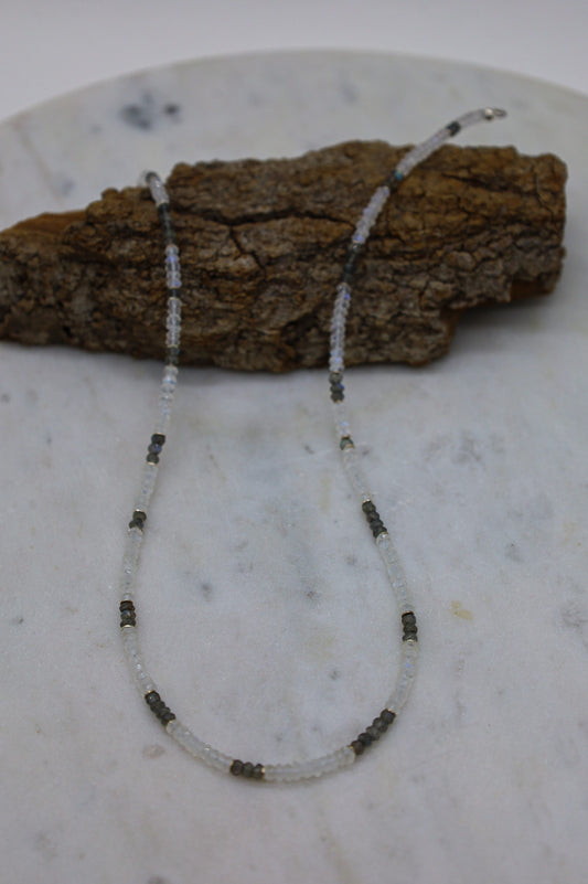 Mondstein & Labradorit Edelsteinkette