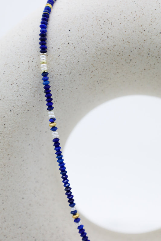 Lapislazuli Kette mit Perlen