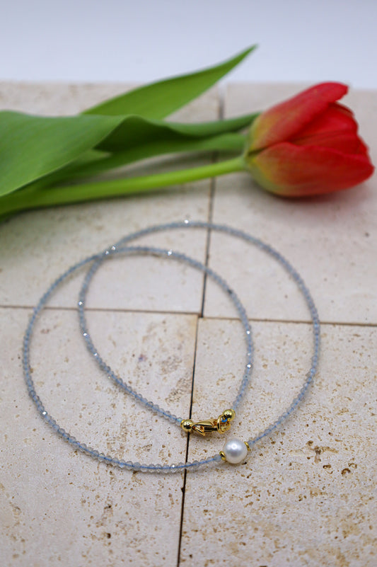 Labradorit Kette mit Perlen Anhänger