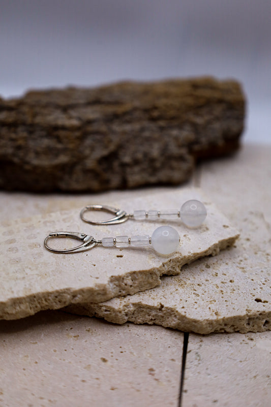 Mondstein Kugeln Ohrringe