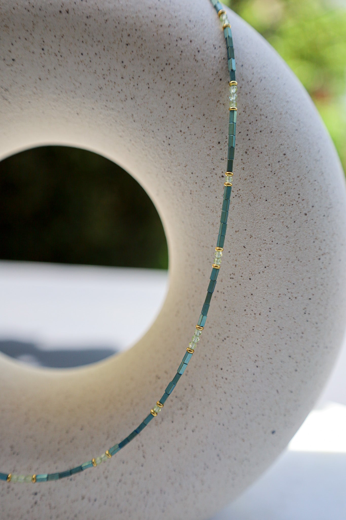 Hämatin & Peridot Edelstein Kette