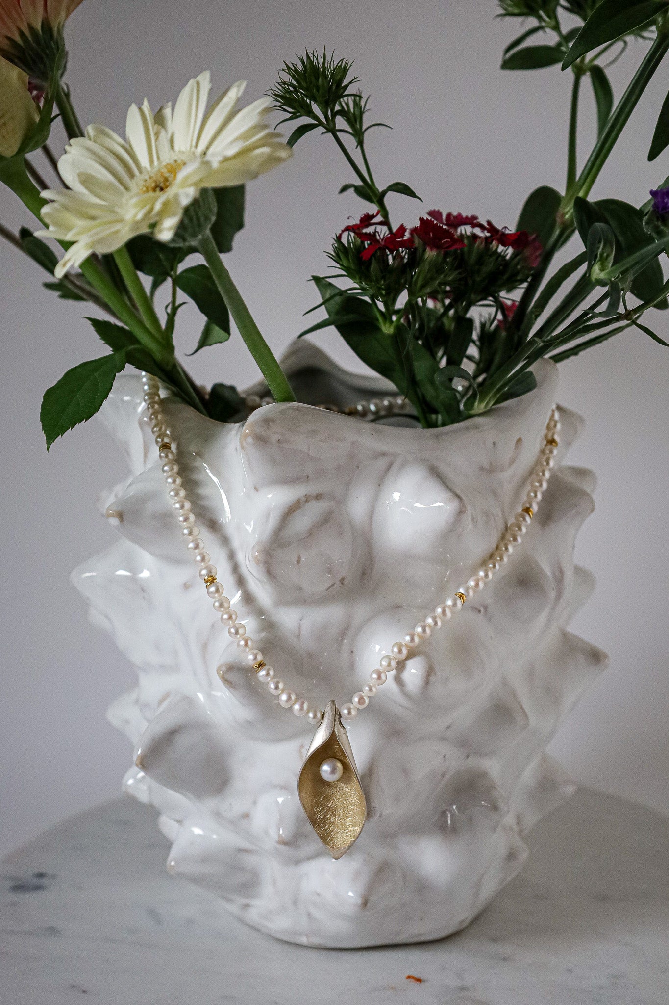 Handgefertigte Sußwasserperlen Kette