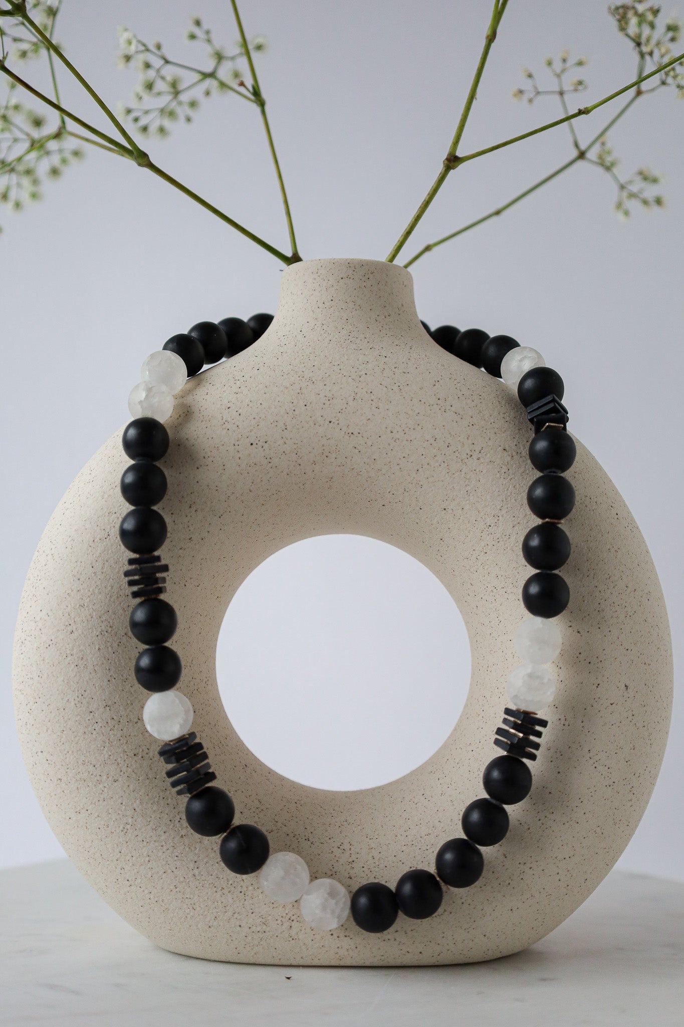 Kette mit Onyx & Bergkristall