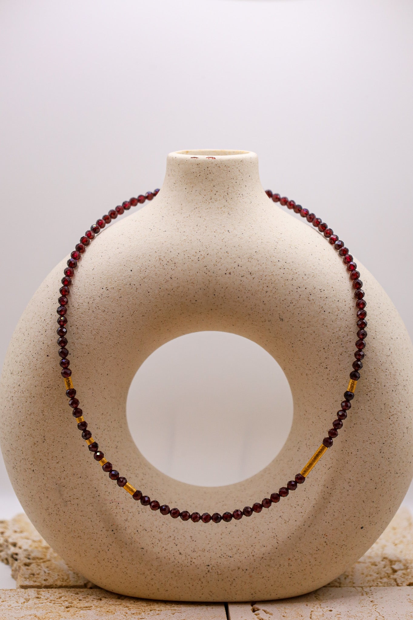 Granat kette rot gold frauen