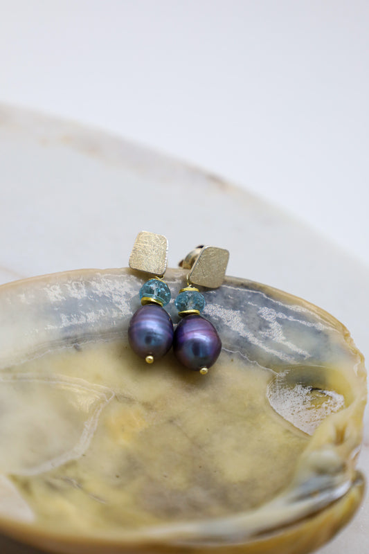 Ohrringe mit Perlen & Aquamarin