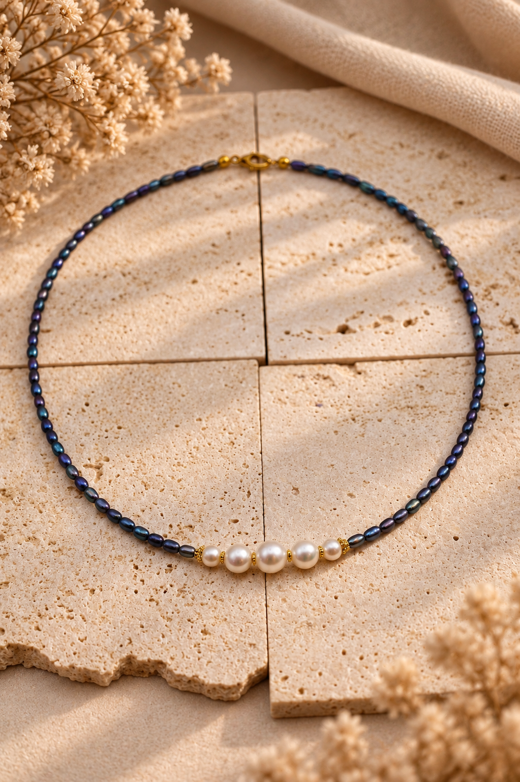 Dunkle Perlenkette Cleo