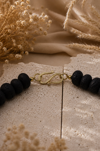 Lava Kette mit Bergkristal und Horn Deb