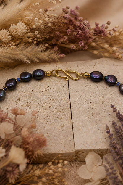 Cyanit Kette mit Perlen