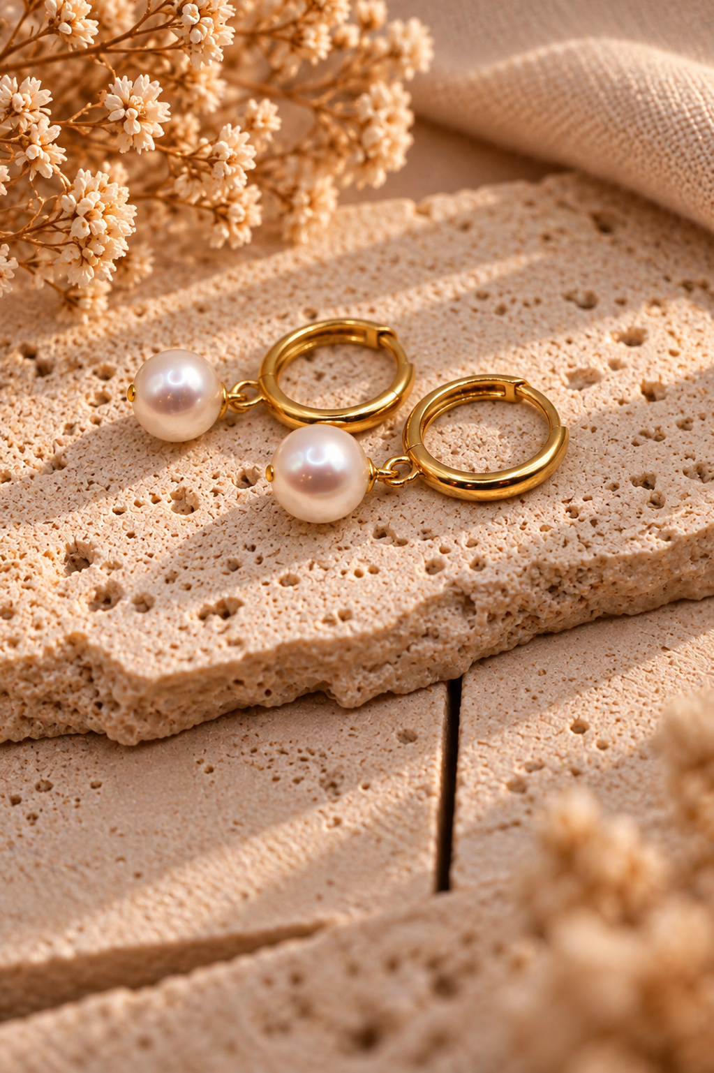 Goldene Ohrringe mit Creolen