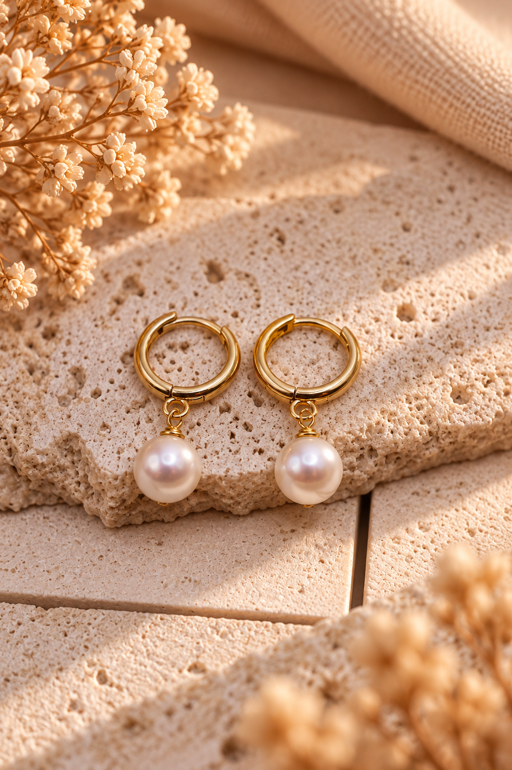 Goldene Ohrringe mit Creolen
