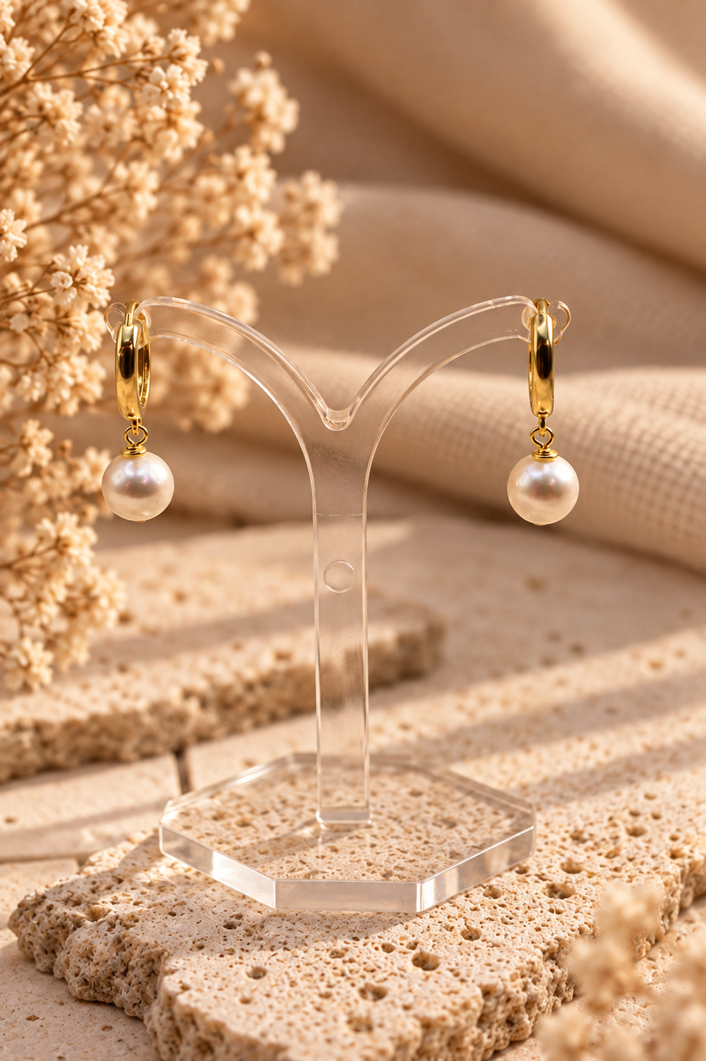 Goldene Ohrringe mit Creolen